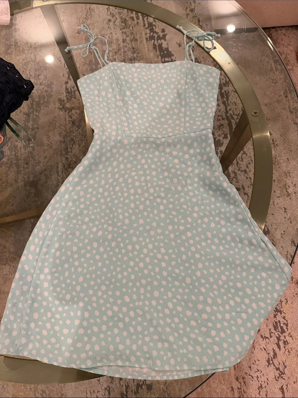 GB girls Light Blue & White Tie-strap Sundress